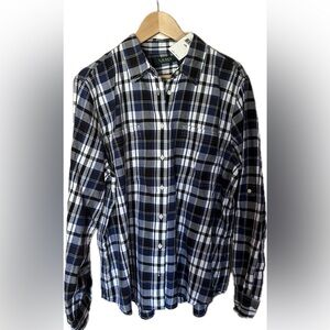 Woman’s shirt blouse blue plaid Ralph Lauren XXL NWT